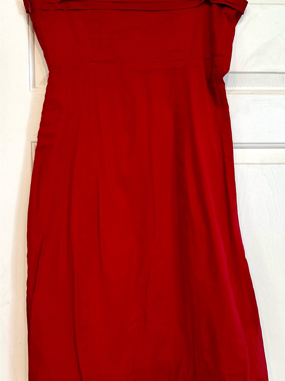 Deletta by Anthropologie Strapless Red Mini Dress Size 10- 100% Cotton Americana - Picture 5 of 6